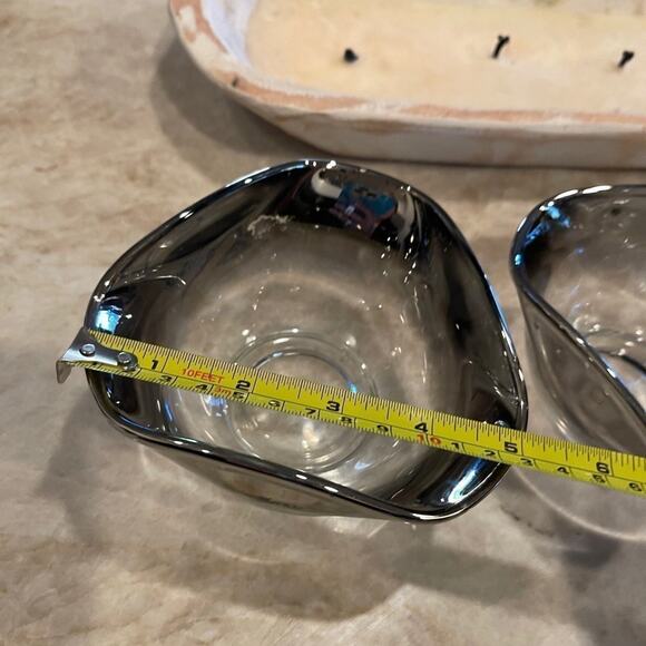 Vintage 50's60’s Dorothy Thorpe pinched Glass bowls x 2 retro silver - Picture 8 of 12